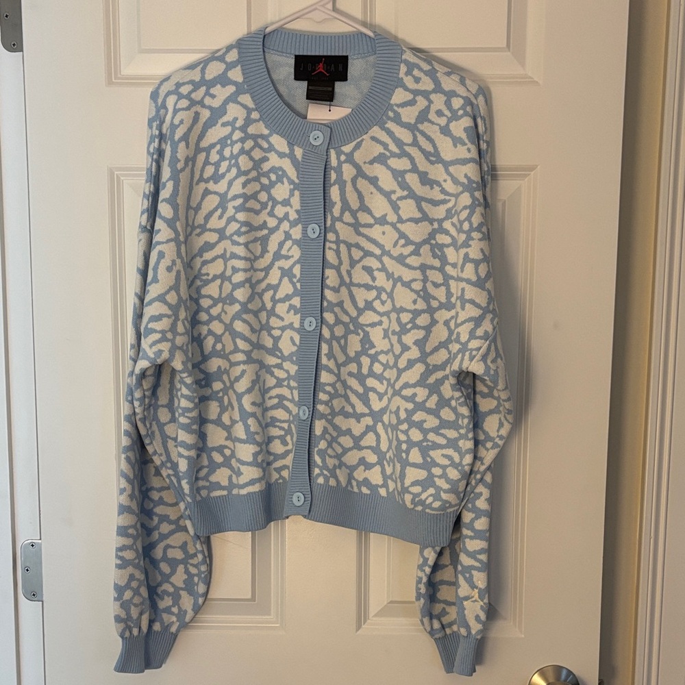 Jordan Light Blue Elephant Print Knit Sweater